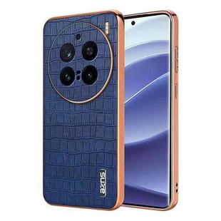 For vivo X200 Pro AZNS Electroplated Frame Crocodile Texture Full Coverage Phone Case(Blue)
