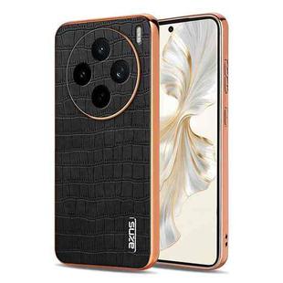 For vivo X200s AZNS Electroplated Frame Crocodile Texture Full Coverage Phone Case(Black)