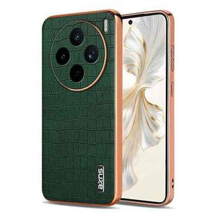 For vivo X200s AZNS Electroplated Frame Crocodile Texture Full Coverage Phone Case(Green)