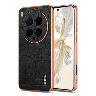 For vivo X200 Ultra AZNS Electroplated Frame Crocodile Texture Full Coverage Phone Case(Black)