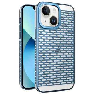 For iPhone 14 / 13 Hollow Matte Electroplated PC Heat Dissipation Phone Case(Blue)