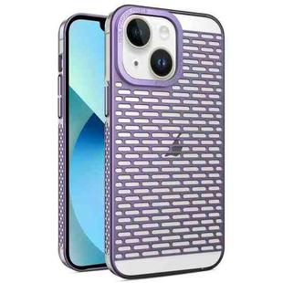 For iPhone 14 / 13 Hollow Matte Electroplated PC Heat Dissipation Phone Case(Purple)