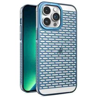 For iPhone 13 Pro Hollow Matte Electroplated PC Heat Dissipation Phone Case(Blue)