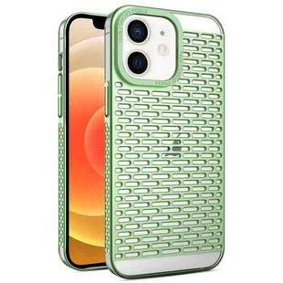 For iPhone 12 / 12 Pro Hollow Matte Electroplated PC Heat Dissipation Phone Case(Green)