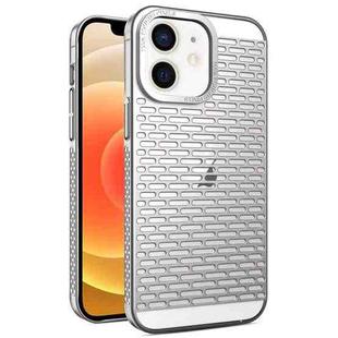 For iPhone 12 / 12 Pro Hollow Matte Electroplated PC Heat Dissipation Phone Case(Silver)