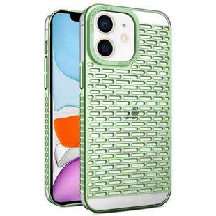 For iPhone 11 Hollow Matte Electroplated PC Heat Dissipation Phone Case(Green)