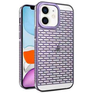 For iPhone 11 Hollow Matte Electroplated PC Heat Dissipation Phone Case(Purple)