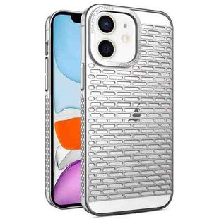 For iPhone 11 Hollow Matte Electroplated PC Heat Dissipation Phone Case(Silver)