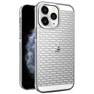 For iPhone 11 Pro Max Hollow Matte Electroplated PC Heat Dissipation Phone Case(Silver)
