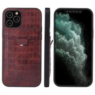 For iPhone 12 Pro Max Fierre Shann Crocodile Texture PU Leather Protective Case with Card Slot(Brown)