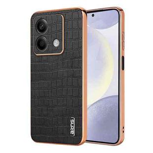 For Xiaomi Redmi Note 13 5G AZNS Electroplated Frame Crocodile Texture Full Coverage Phone Case(Black)