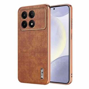 For Redmi K70 / K70 Pro AZNS Electroplated Frame Crocodile Texture Full Coverage Phone Case(Brown)