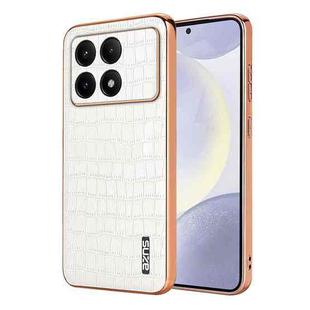 For Xiaomi Redmi K70 / K70 Pro AZNS Electroplated Frame Crocodile Texture Full Coverage Phone Case(White)
