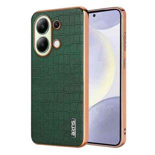 For Redmi Note 13 4G AZNS Electroplated Frame Crocodile Texture Full Coverage Phone Case(Green)