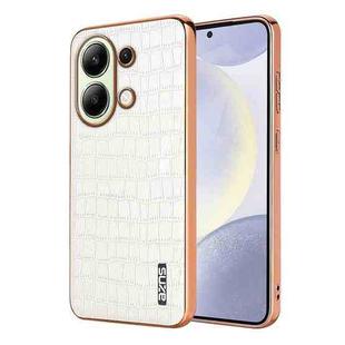 For Xiaomi Redmi Note 13 4G AZNS Electroplated Frame Crocodile Texture Full Coverage Phone Case(White)