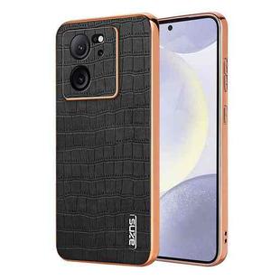 For Redmi K60 Ultra AZNS Electroplated Frame Crocodile Texture Full Coverage Phone Case(Black)