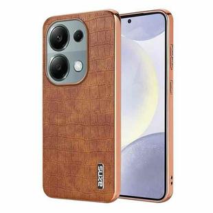 For Redmi Note 13 Pro 4G AZNS Electroplated Frame Crocodile Texture Full Coverage Phone Case(Brown)