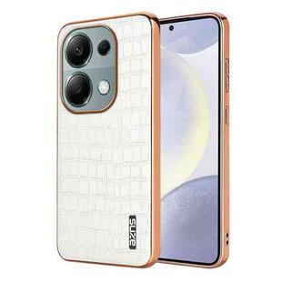 For Redmi Note 13 Pro 4G AZNS Electroplated Frame Crocodile Texture Full Coverage Phone Case(White)