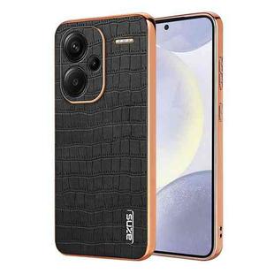 For Redmi Note 13 Pro+ 5G AZNS Electroplated Frame Crocodile Texture Full Coverage Phone Case(Black)