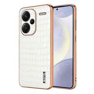 For Redmi Note 13 Pro+ 5G AZNS Electroplated Frame Crocodile Texture Full Coverage Phone Case(White)