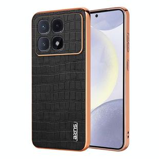 For Redmi K70 Ultra AZNS Electroplated Frame Crocodile Texture Full Coverage Phone Case(Black)