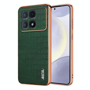 For Redmi K70 Ultra AZNS Electroplated Frame Crocodile Texture Full Coverage Phone Case(Green)