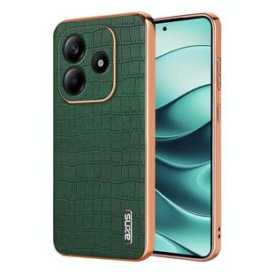 For Redmi Note 14 5G AZNS Electroplated Frame Crocodile Texture Full Coverage Phone Case(Green)