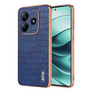 For Redmi Note 14 5G AZNS Electroplated Frame Crocodile Texture Full Coverage Phone Case(Blue)