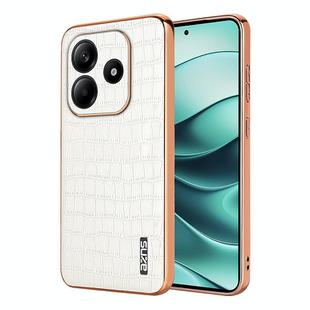 For Redmi Note 14 5G AZNS Electroplated Frame Crocodile Texture Full Coverage Phone Case(White)