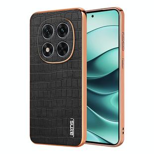 For Redmi Note 14 Pro+ 5G AZNS Electroplated Frame Crocodile Texture Full Coverage Phone Case(Black)