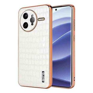 For Redmi K80 Pro AZNS Electroplated Frame Crocodile Texture Full Coverage Phone Case(White)