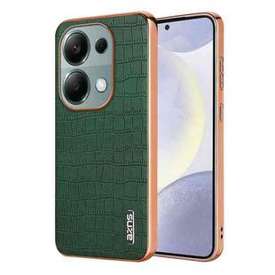 For Xiaomi Poco M6 Pro AZNS Electroplated Frame Crocodile Texture Full Coverage Phone Case(Green)