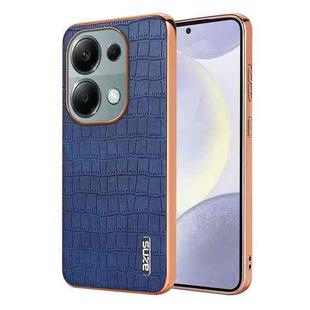 For Xiaomi Poco M6 Pro AZNS Electroplated Frame Crocodile Texture Full Coverage Phone Case(Blue)