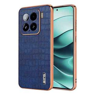 For Xiaomi 15 AZNS Electroplated Frame Crocodile Texture Full Coverage Phone Case(Blue)