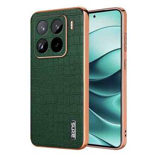 For Xiaomi 15 Pro AZNS Electroplated Frame Crocodile Texture Full Coverage Phone Case(Green)