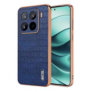 For Xiaomi 15 Pro AZNS Electroplated Frame Crocodile Texture Full Coverage Phone Case(Blue)