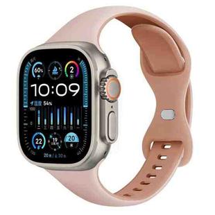 For Apple Watch Ultra 2 49mm Two Color Slim Butterfly Buckle Silicone Watch Band(Pink Rose Grey)