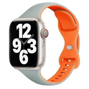 For Apple Watch Series 9 41mm Two Color Slim Butterfly Buckle Silicone Watch Band(Echeveria Blue Orange)