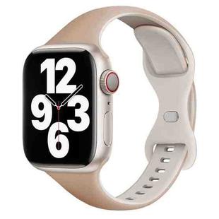 For Apple Watch Series 8 41mm Two Color Slim Butterfly Buckle Silicone Watch Band(Milk Tea Rock White)