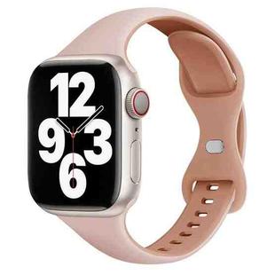 For Apple Watch Series 8 45mm Two Color Slim Butterfly Buckle Silicone Watch Band(Pink Rose Grey)