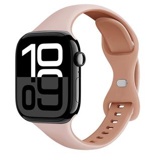 For Apple Watch Series 10 46mm Two Color Slim Butterfly Buckle Silicone Watch Band(Pink Rose Grey)