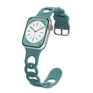 For Apple Watch SE 2023 44mm Donut Hollow Silicone Watch Band(Pine Green)