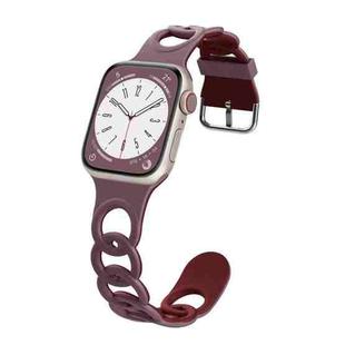 For Apple Watch SE 2023 44mm Donut Hollow Silicone Watch Band(Smoke Purple Wine Red)