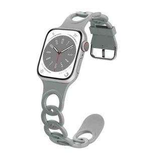 For Apple Watch SE 2023 44mm Donut Hollow Silicone Watch Band(Brick Cyan)