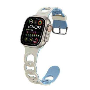 For Apple Watch Ultra 2 49mm Donut Hollow Silicone Watch Band(White Fog Blue)