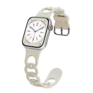 For Apple Watch Series 9 45mm Donut Hollow Silicone Watch Band(Antique White)