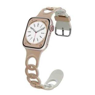 For Apple Watch Series 9 45mm Donut Hollow Silicone Watch Band(Milk Tea Rock White)