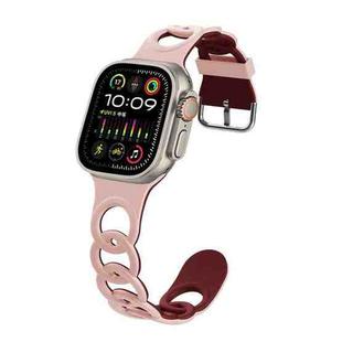 For Apple Watch Ultra 49mm Donut Hollow Silicone Watch Band(Pink Wine Red)