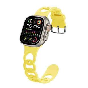 For Apple Watch Ultra 49mm Donut Hollow Silicone Watch Band(Light Yellow)