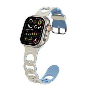 For Apple Watch Ultra 49mm Donut Hollow Silicone Watch Band(White Fog Blue)